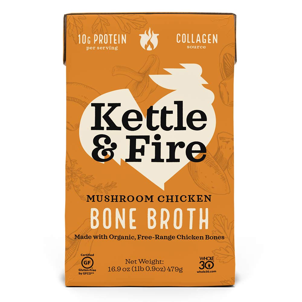 Kettle & Fire Mushroom Chicken Bone Broth - Organic & Collagen Rich - 16.9 oz