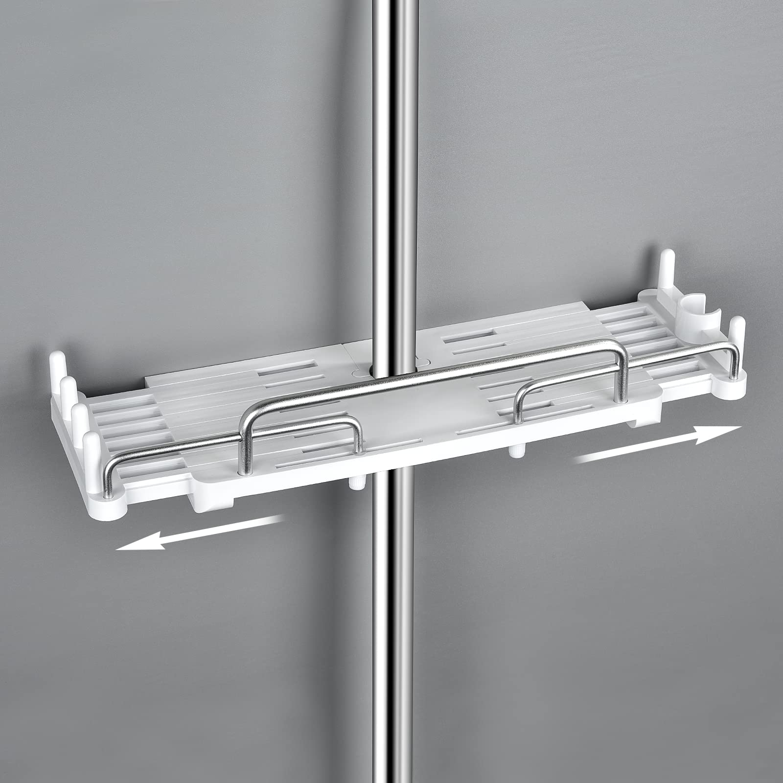 LOLYPOT Telescopic Shower Shelf | No-Drill Bathroom Caddy for 18-25mm Rails