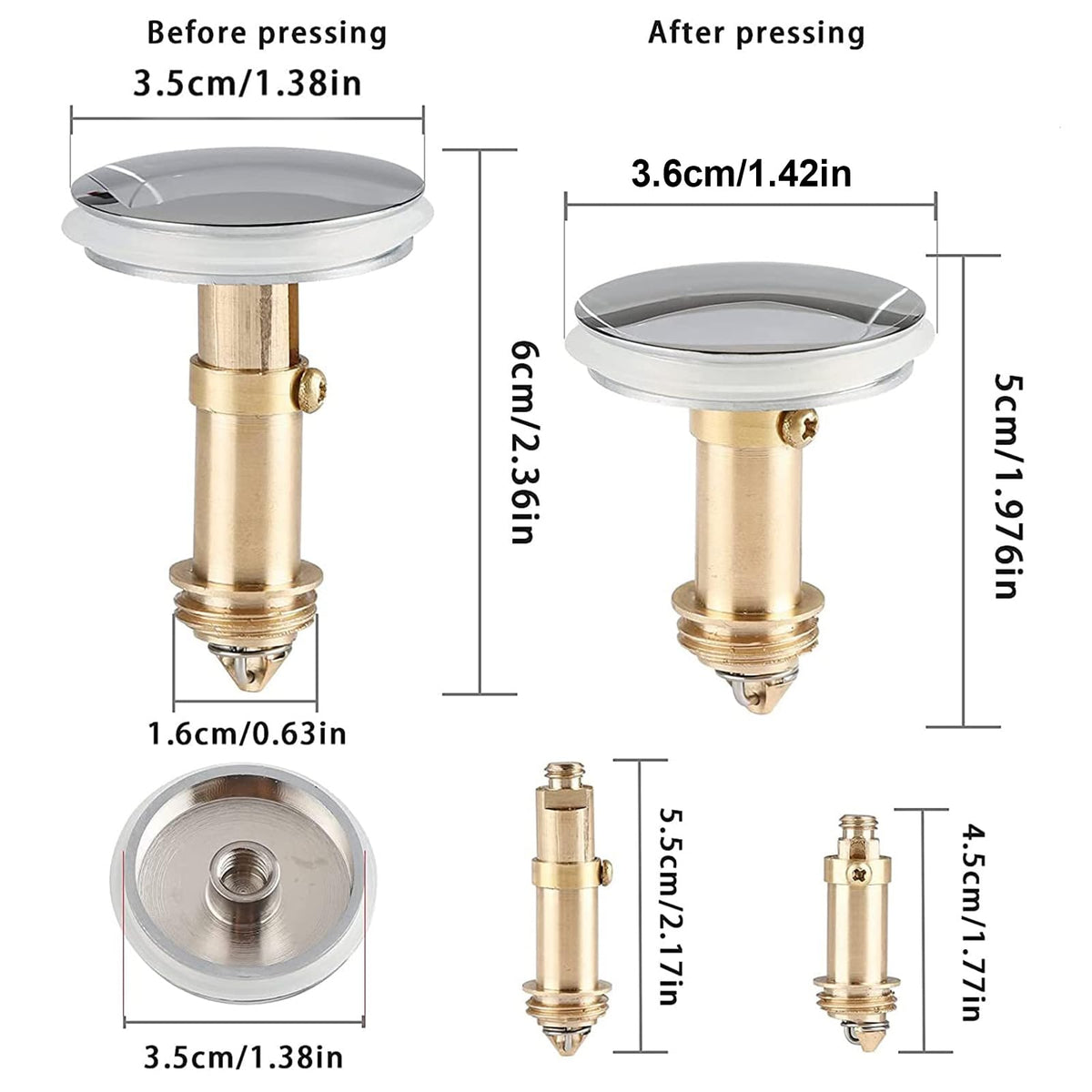 Ideal Swan 35mm Pop Up Sink Plug Replacement, Universal Basin Sink Plugs - image 4