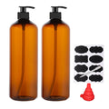 YBCPACK 2-Pack 32oz Amber Plastic Soap Dispenser Bottles with Pump