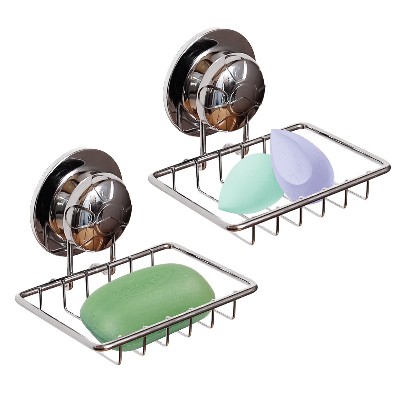 Jolof Store Suction Soap Dish – 2PCS Rustproof Stainless Steel Soap Rack
