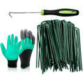 Bakulyor 200 Pack Green Landscape Staples | 6-Inch U-Shaped Steel Garden Pins