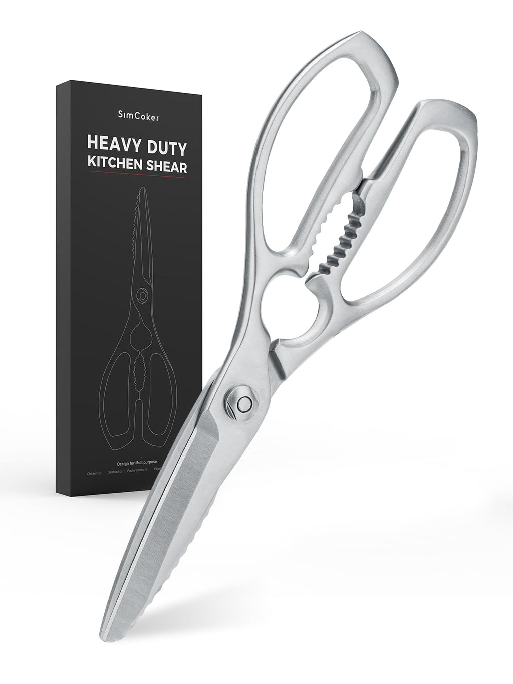 Simcoker Heavy Duty Kitchen Scissors | All-Steel Poultry & Meat Shears