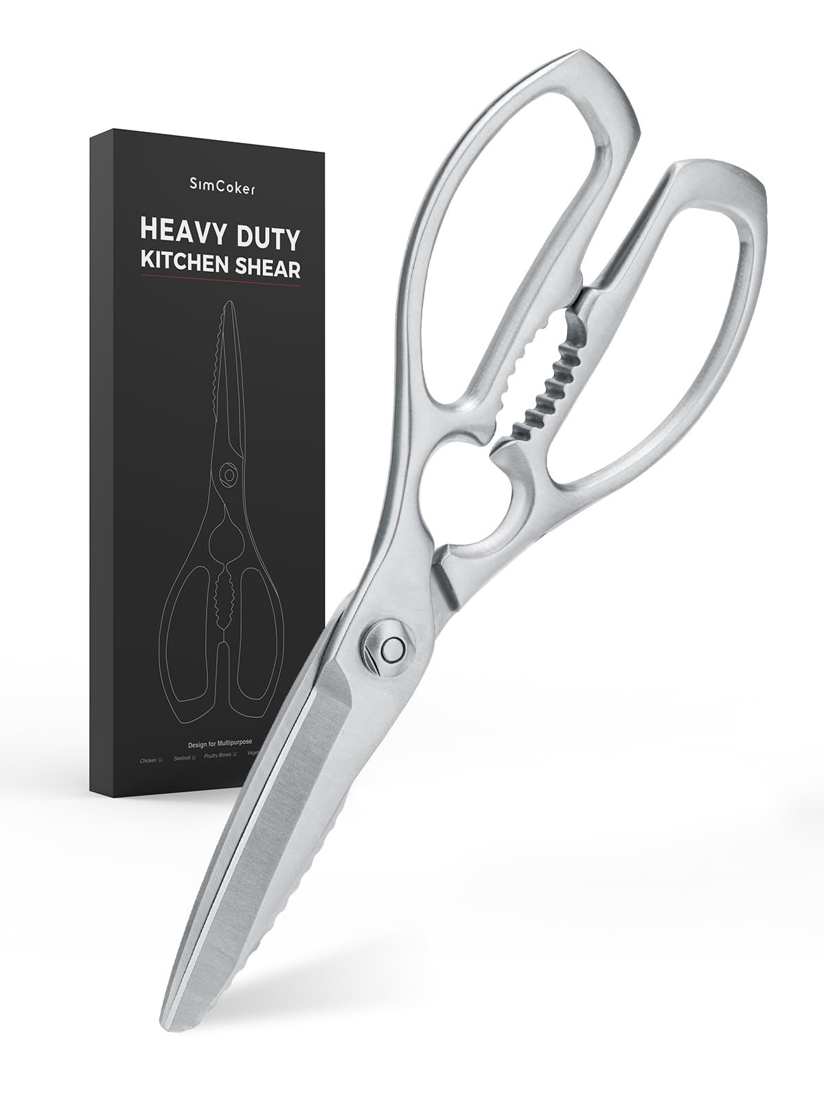Simcoker Heavy Duty Kitchen Scissors | All-Steel Poultry & Meat Shears