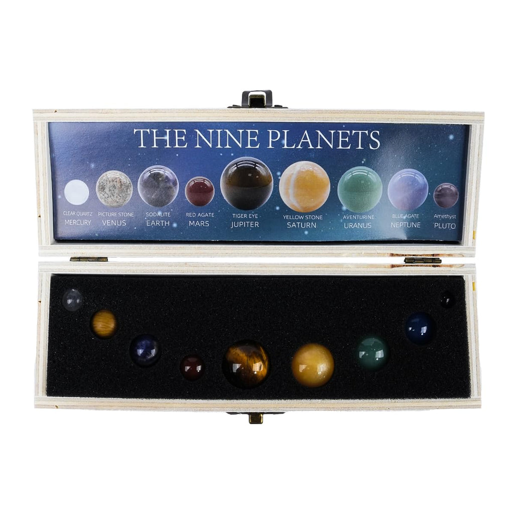 VOANZO 9 Planets Solar Decor Tumbled Crystal Gemstones Ball Set Celestial Desk Decoration & Creative Gift Stunning Crystals for Home or Office - image 1