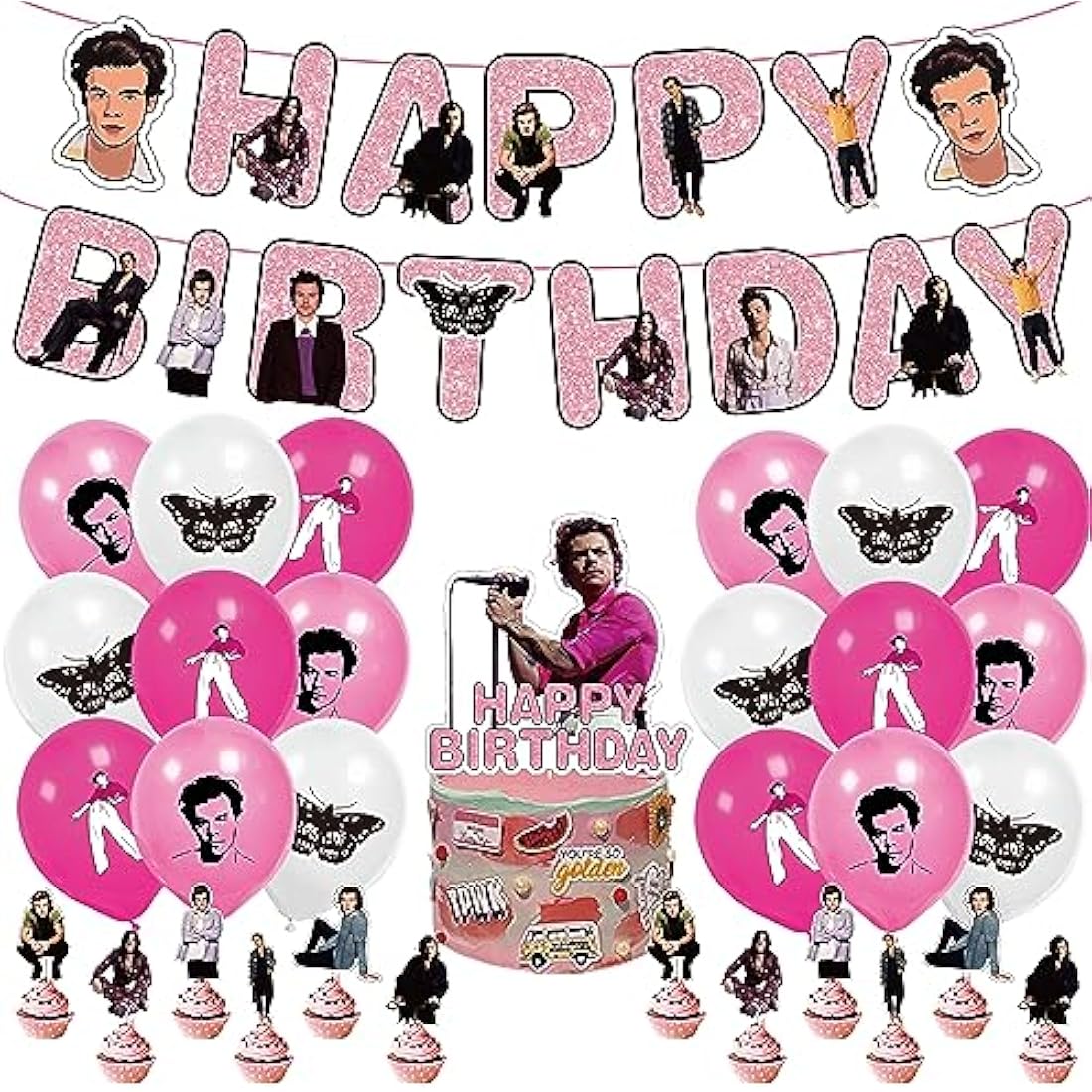Music Singer Birthday Party Supplies - Banner, Cake Toppers