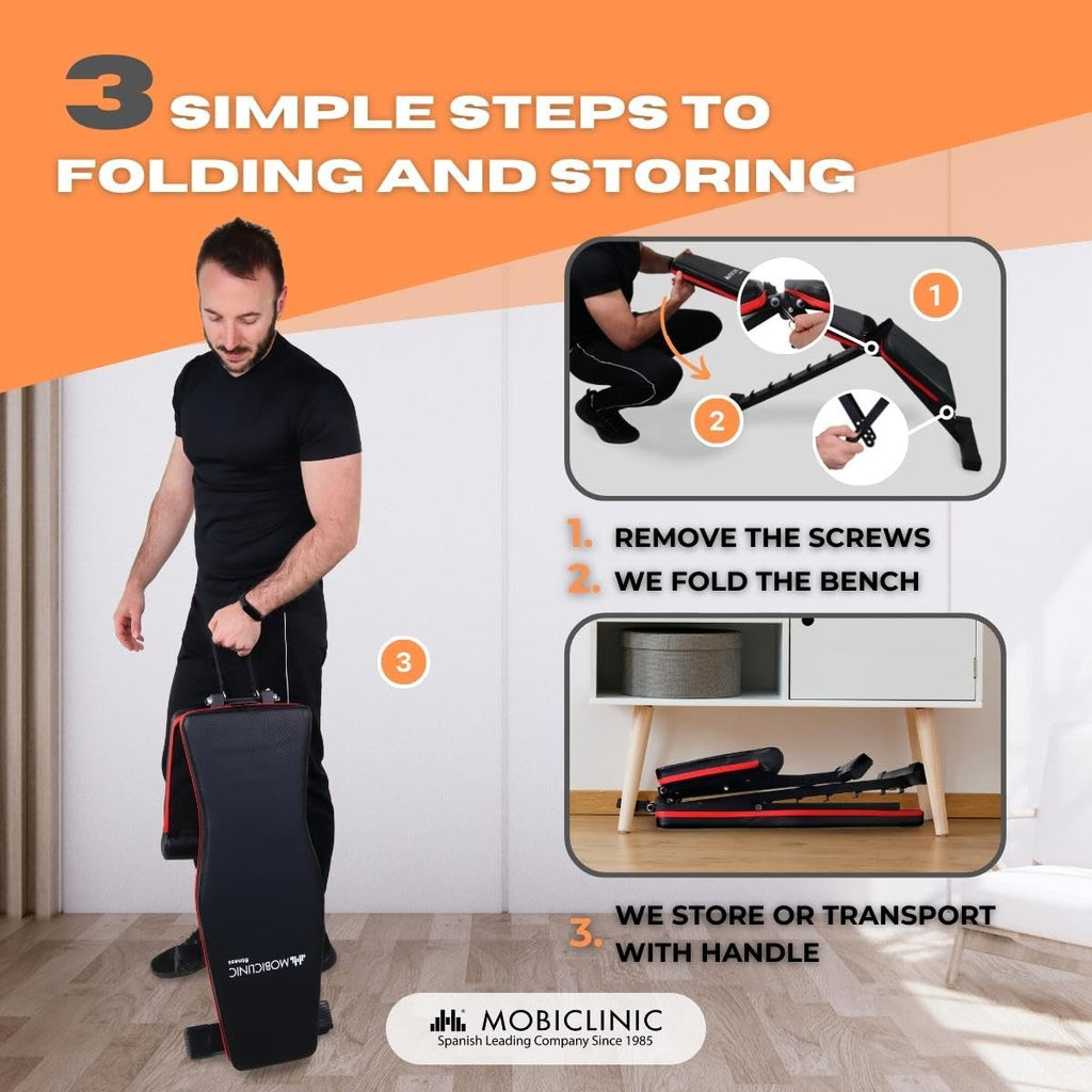 Mobiclinic FlexFit Adjustable Foldable Weight Bench - 440 lbs Home Gym