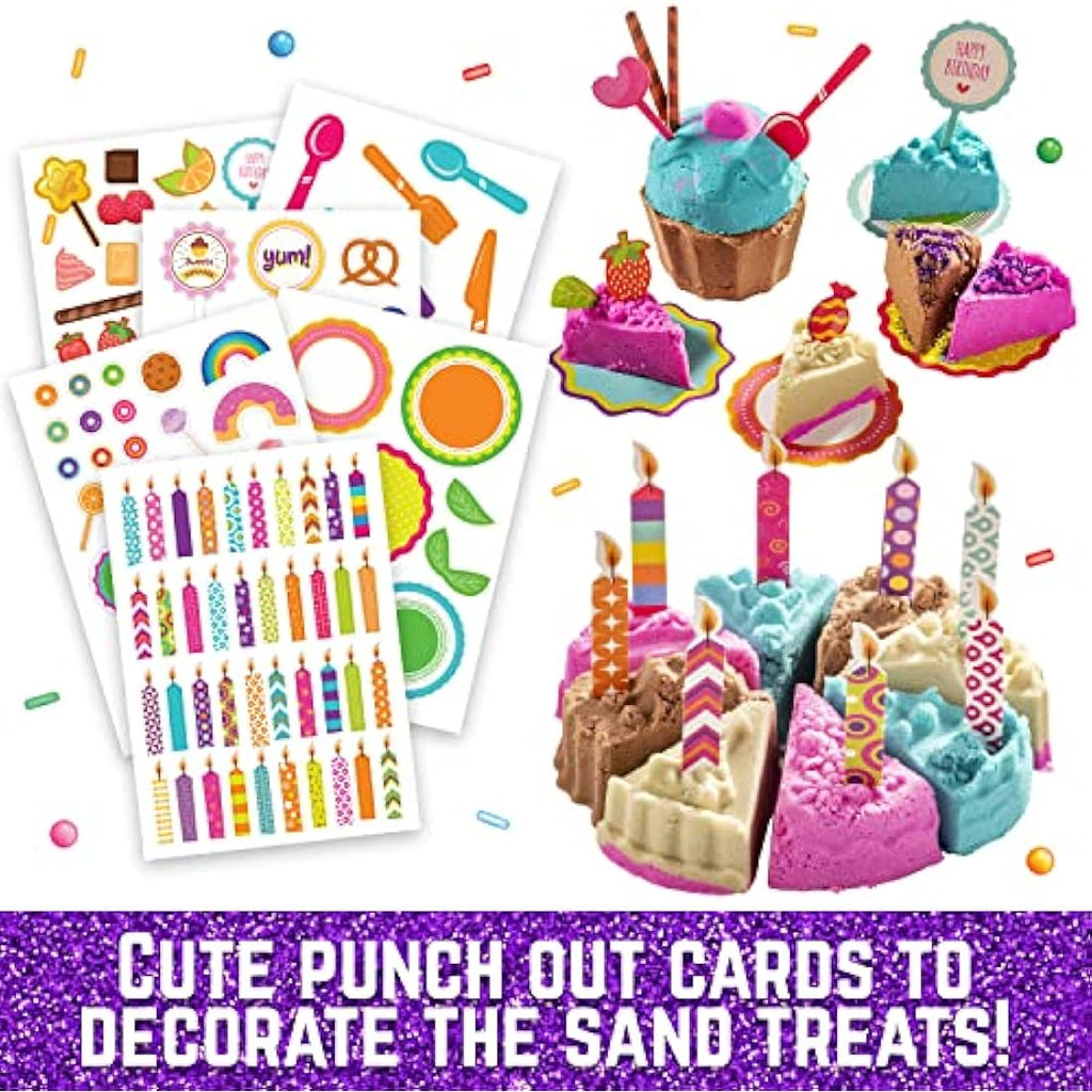 GirlZone Sweet Cakes Play Sand Kit | 2lbs Mouldable Sand & 17 Tools