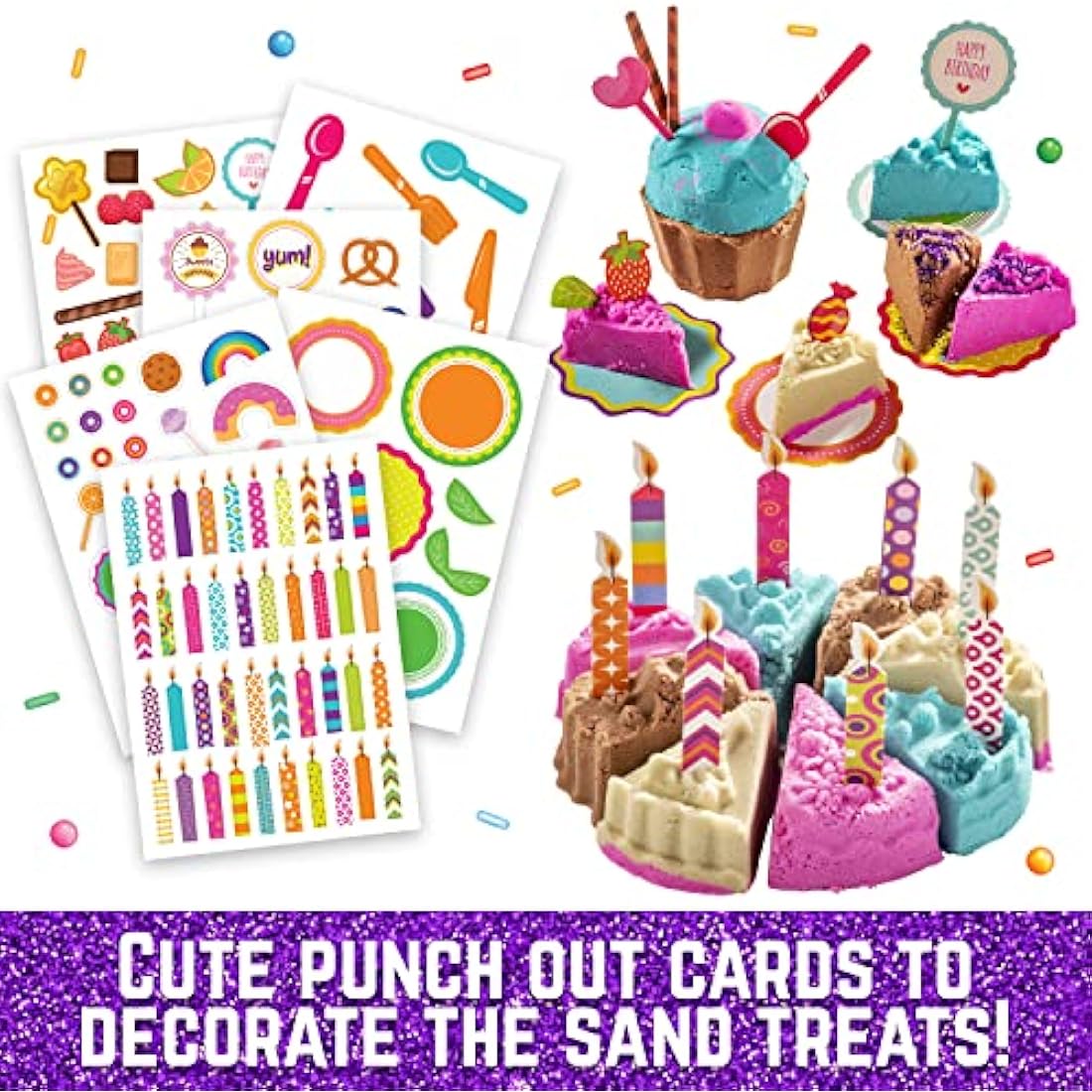 GirlZone Sweet Cakes Play Sand Kit | 2lbs Mouldable Sand & 17 Tools