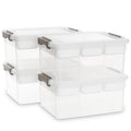 Citylife 16L Clear Plastic Storage Boxes with Removable Tray – 4 Pack