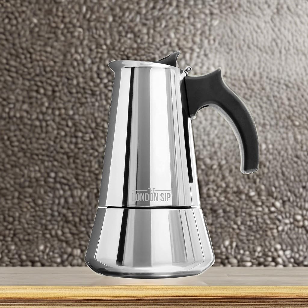 The London Sip Stainless Steel Moka Pot – 6 Cup Induction Espresso Maker