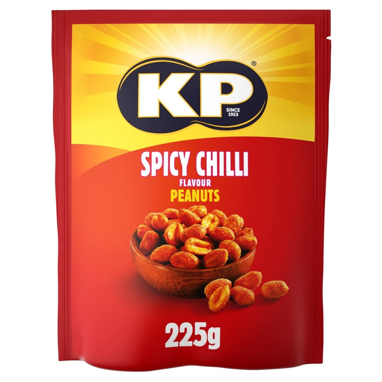 KP Spicy Chilli Peanuts 225g – High Protein Savory Snacks (Case of 8)