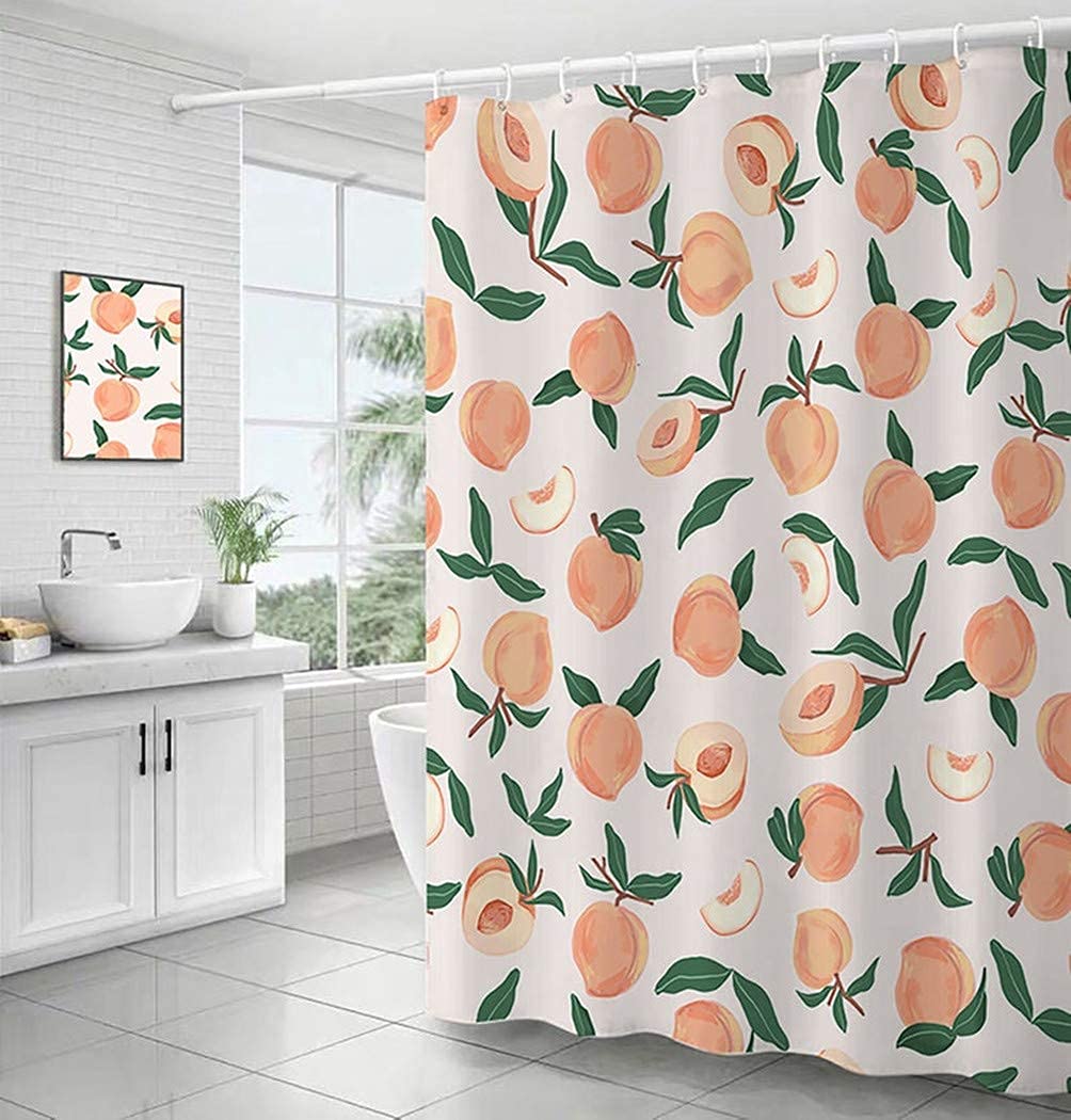 Peach Cheetah Fabric Shower Curtain – 72x72 Waterproof Decor