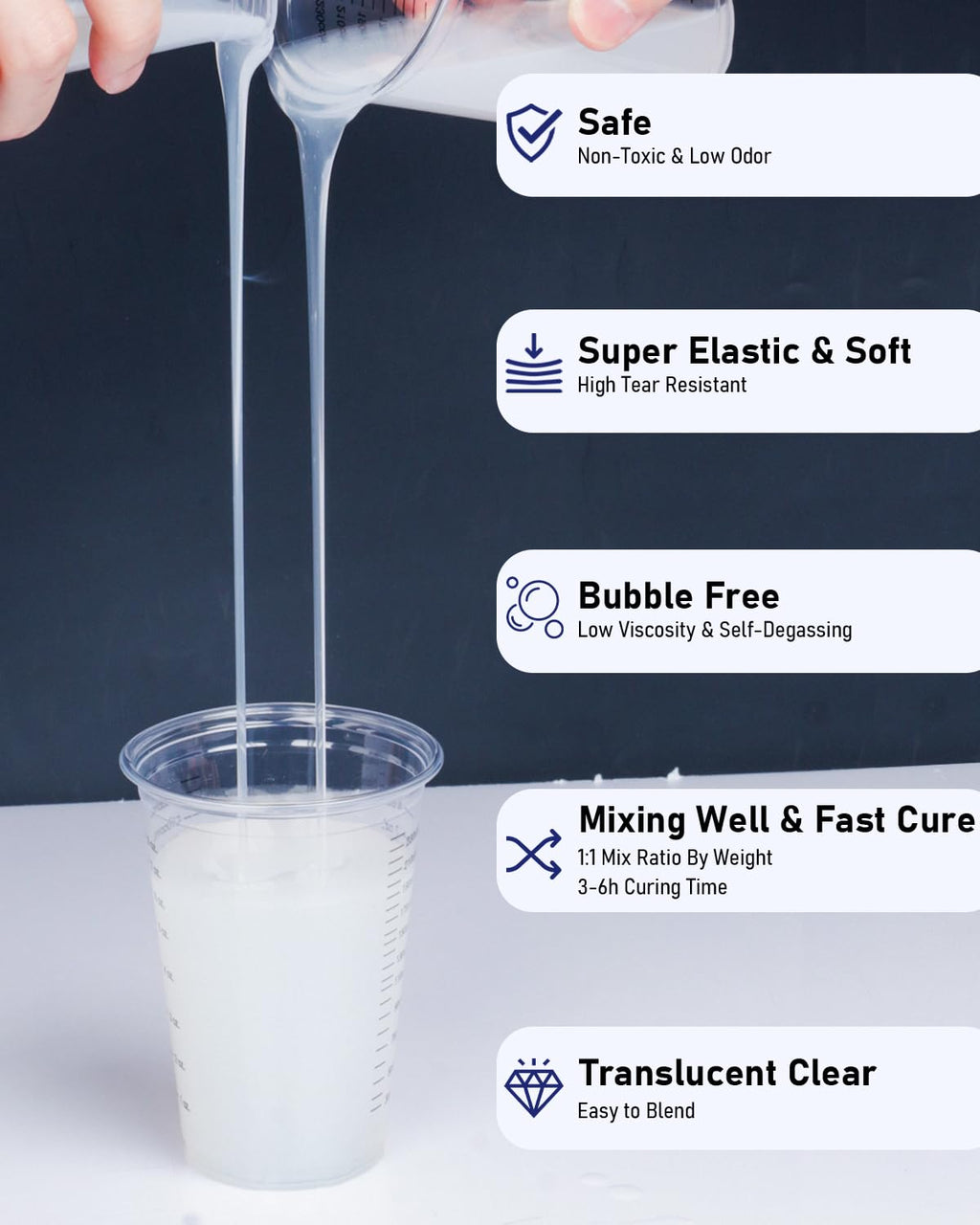 Nicpro 74oz Silicone Mold Making Kit | Food Safe Platinum Liquid Rubber