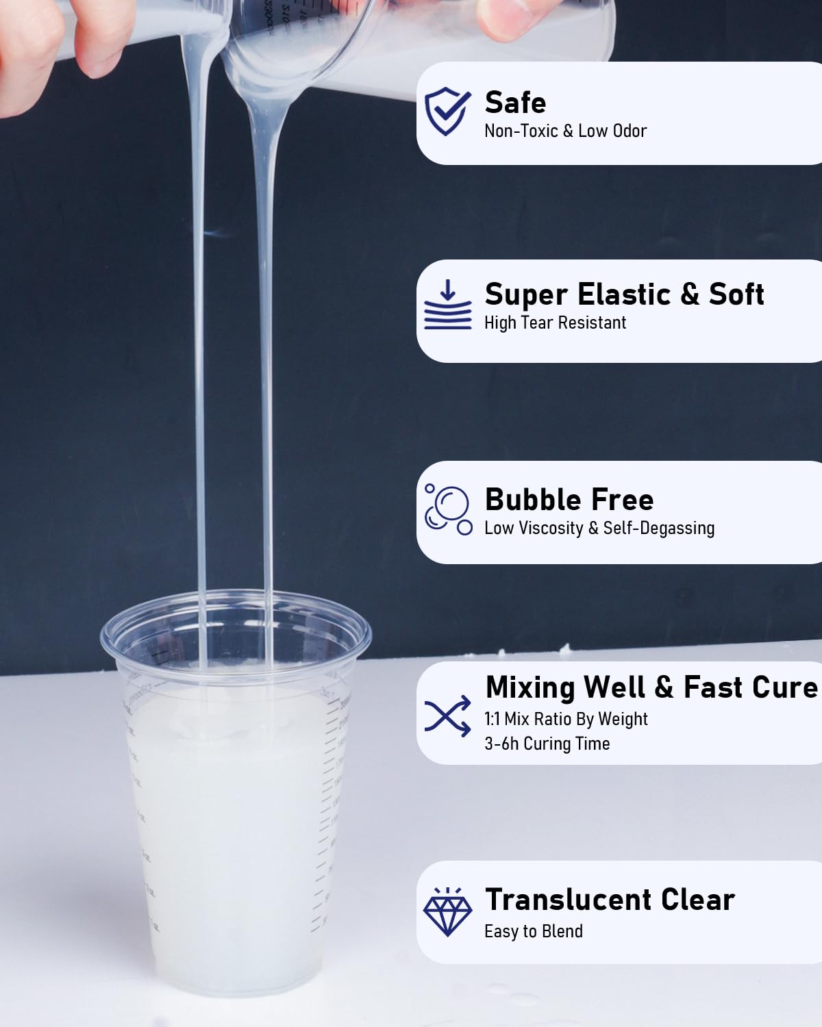 Nicpro 74oz Silicone Mold Making Kit | Food Safe Platinum Liquid Rubber
