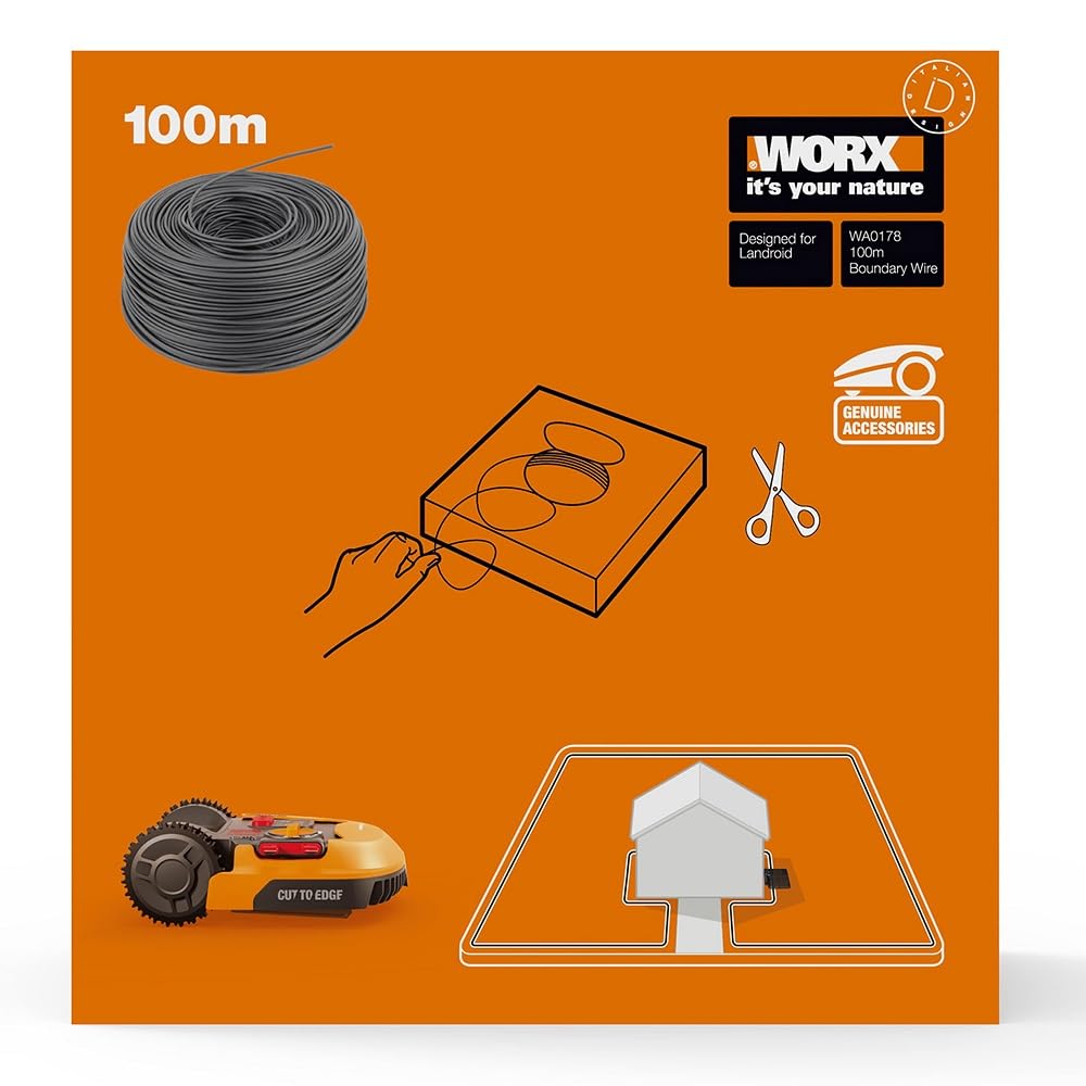 Worx WA0178 100m Perimeter Wire for Landroid Robot Mower - Black