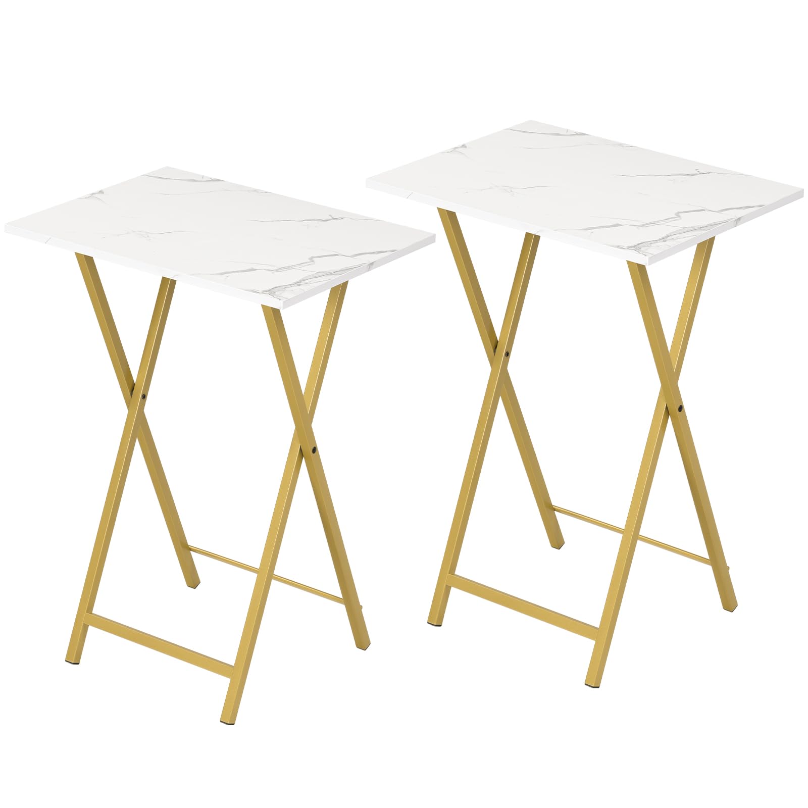 HOOBRO TV Tray Tables Set of 2 – Folding Marble Sofa Laptop Dinner Tables