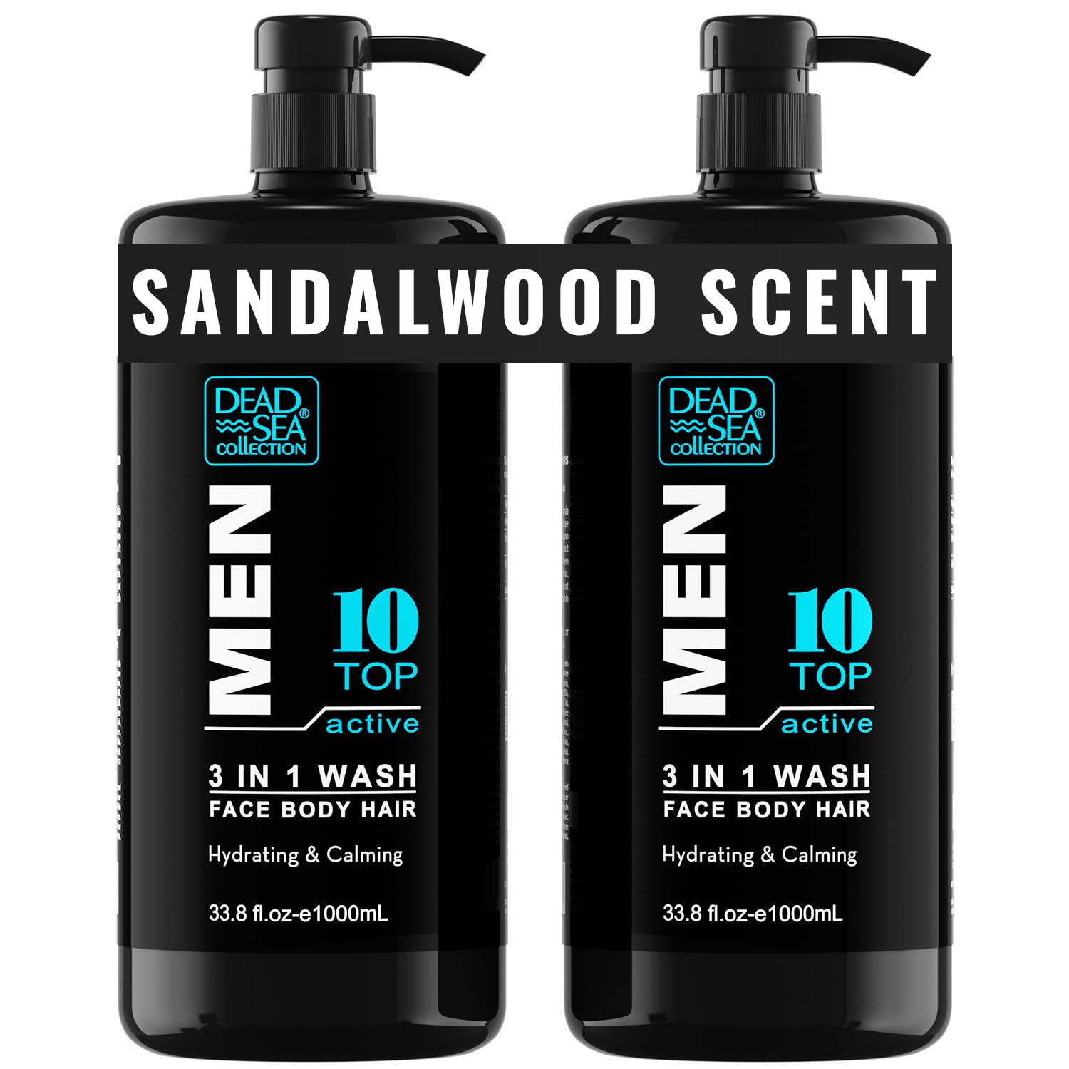 Dead Sea Collection 3-in-1 Men's Body Wash & Shampoo - 2 Pack (1000ml)