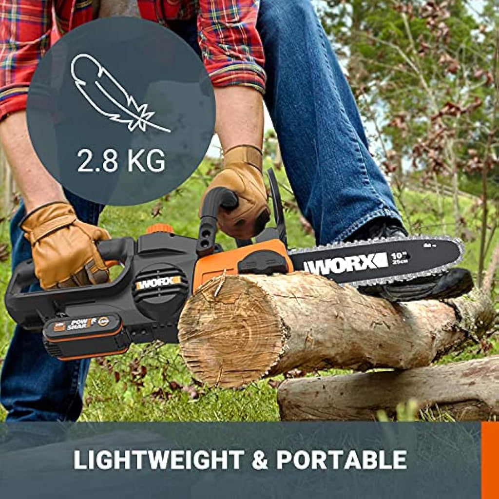 Worx WG322E.9 20V Cordless 25cm Compact Chainsaw – PowerShare Tool Only