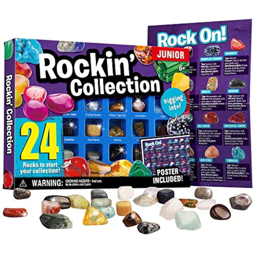 Dr. Daz 24-Piece Gemstone Collection & Rock Mineral Kit for Kids