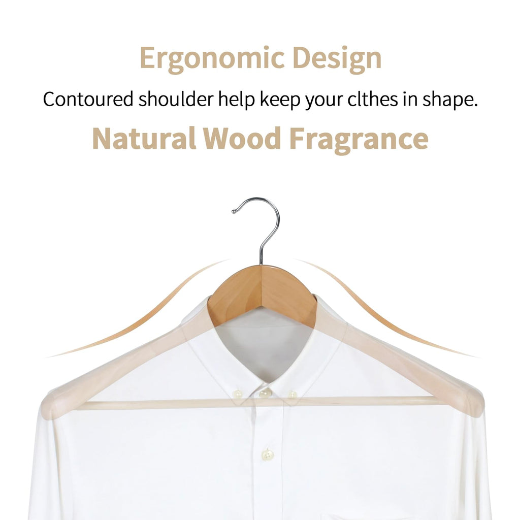 Hangerman Natural Wooden Suit Hangers | Wide Shoulder 10-Pack