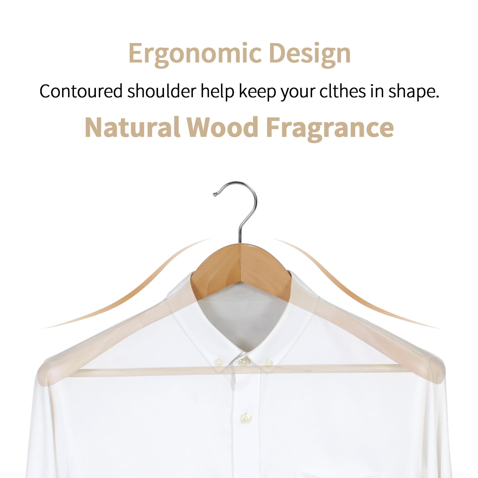 Hangerman Natural Wooden Suit Hangers | Wide Shoulder 10-Pack