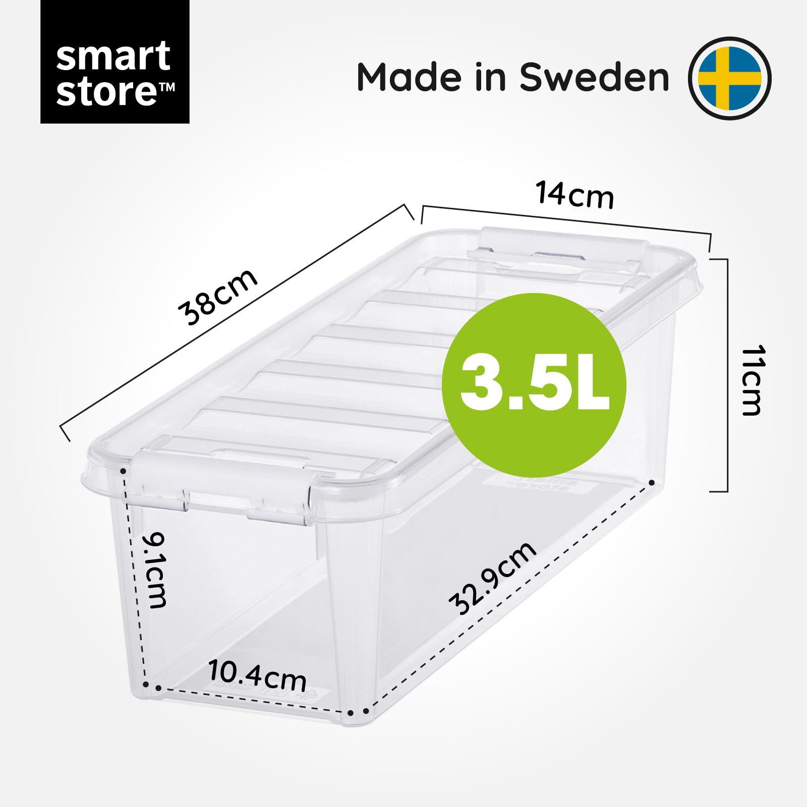 SmartStore 3.5L Small Plastic Storage Boxes with Lids - Set of 8 - Clear