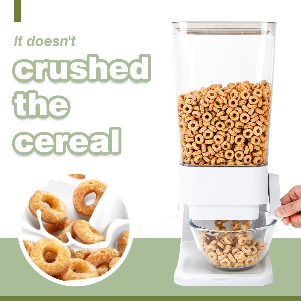 Lekesky Cereal Dispenser Countertop 2-Pack - Dry Food Storage (White)