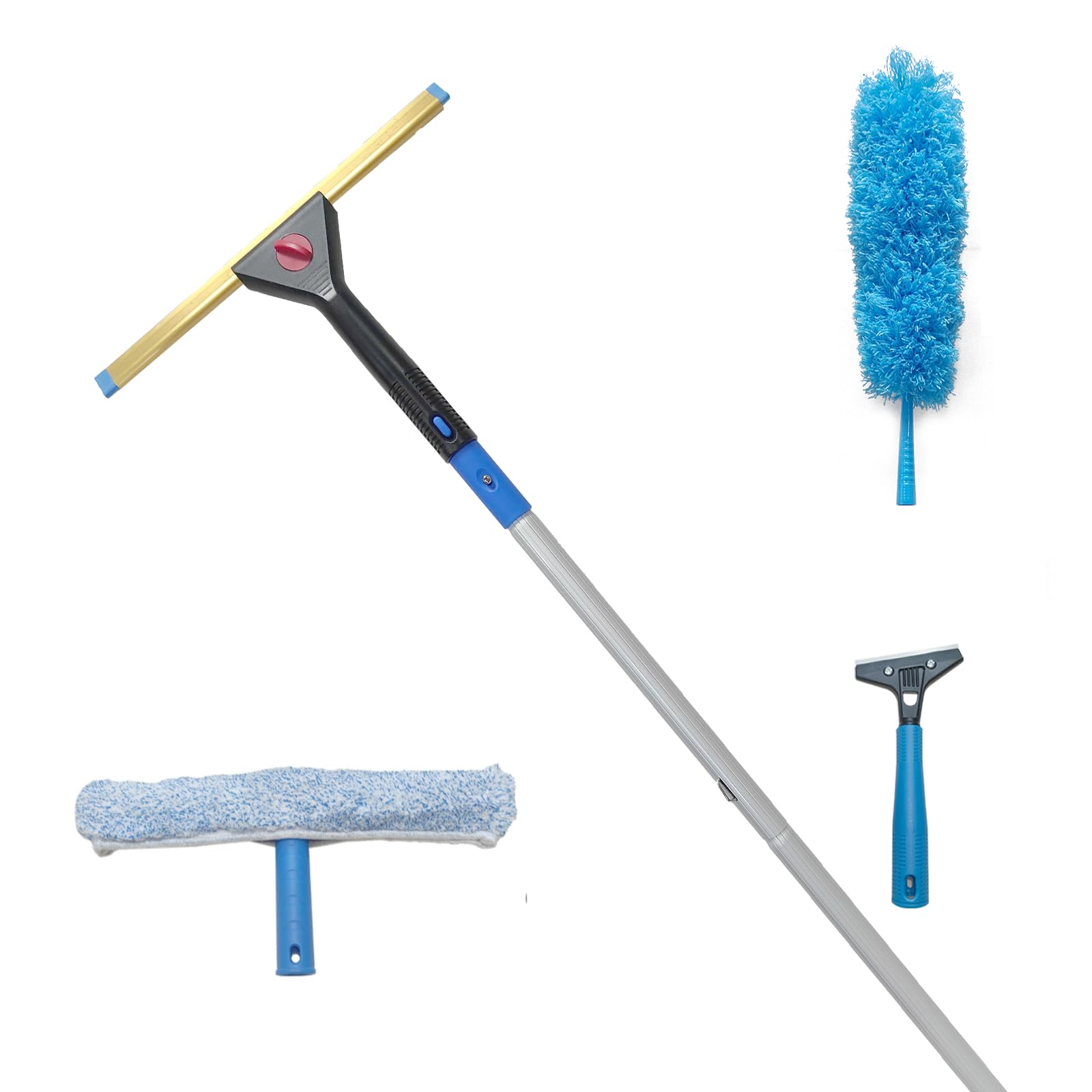 KLHB-YF Window Cleaning Squeegee Kit | 150cm Telescopic Pole & Scrubber