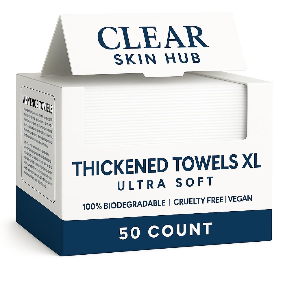 CLEAR SKIN HUB XL Disposable Face Towels – 100% Plant-Based Dry Wipes