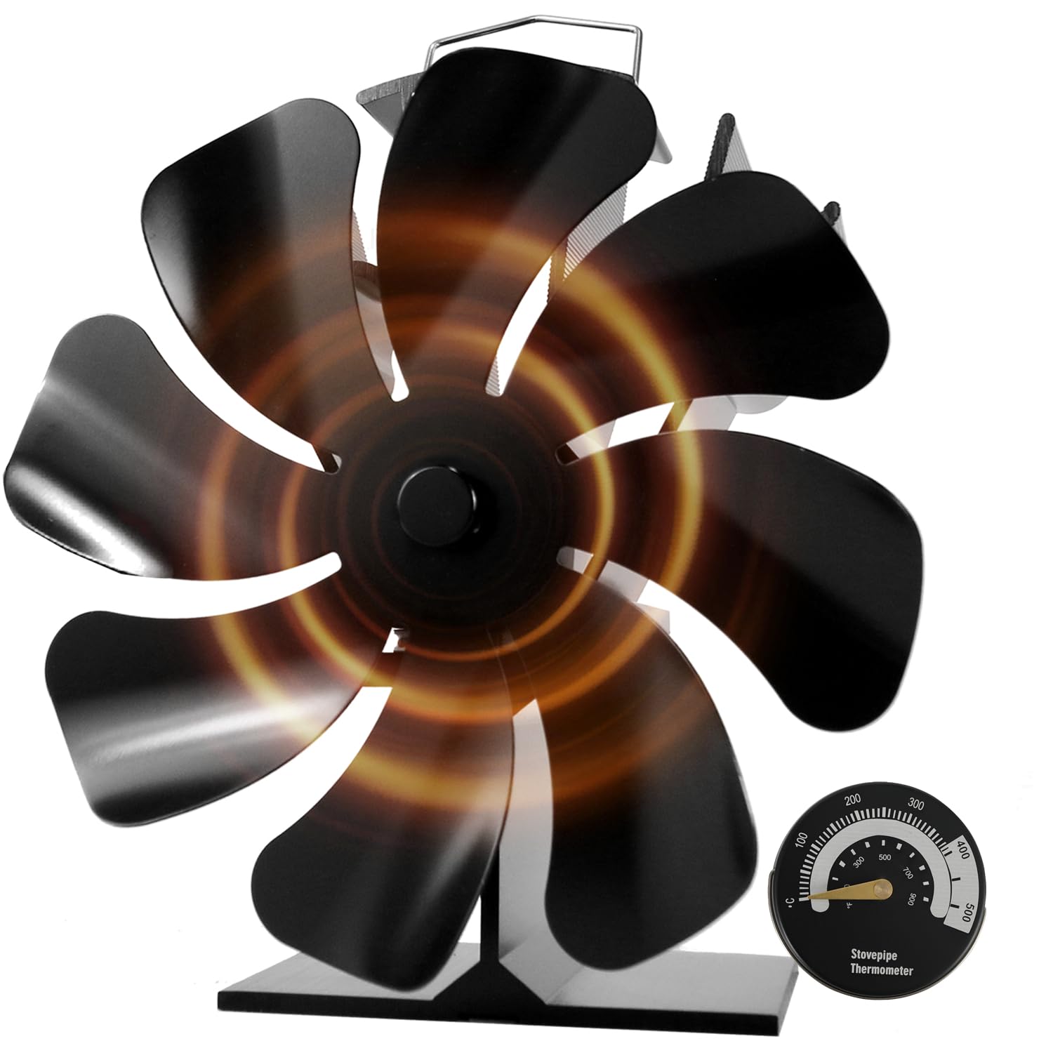 HAWCAFU 8-Blade Heat Powered Stove Fan | Silent Wood Burner Fan