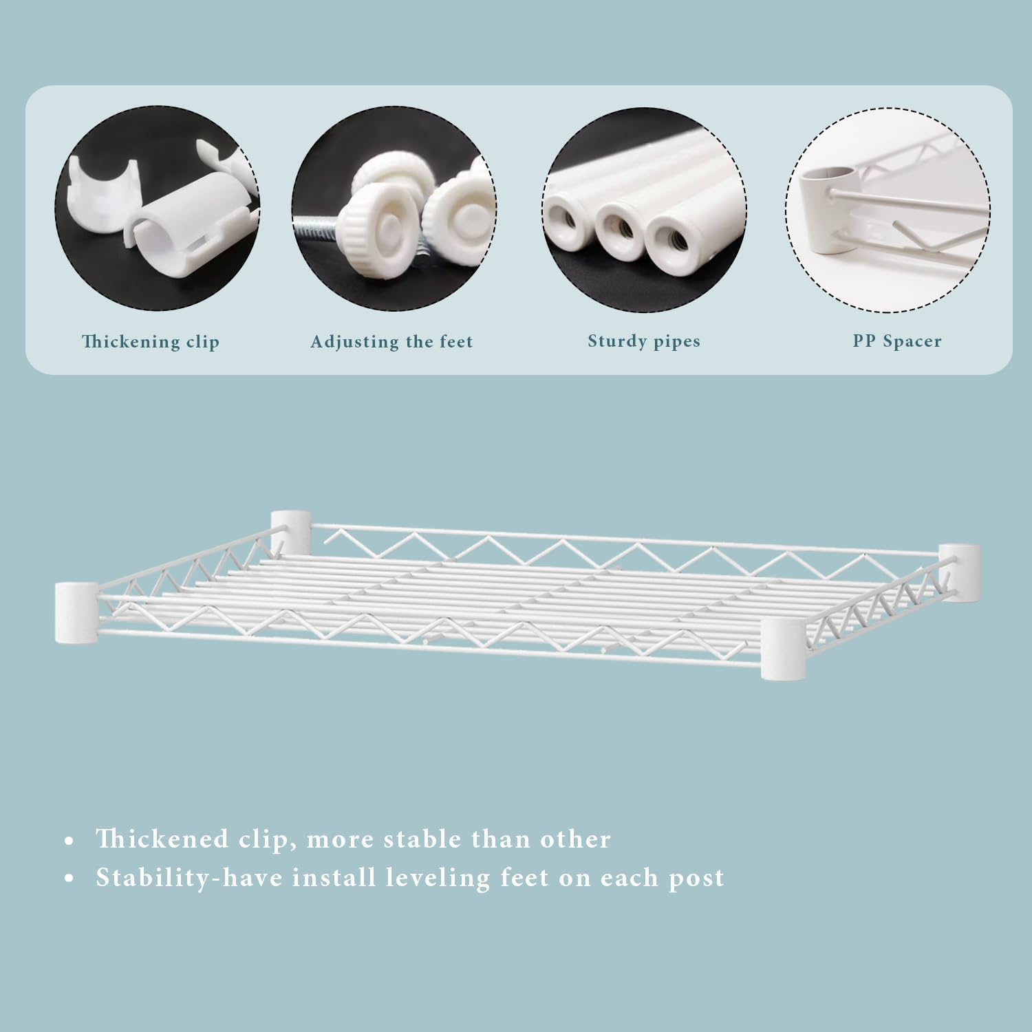 FTEYUET 6-Tier Metal Wire Shelving Unit – Heavy Duty Storage Rack, White