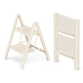 GameGem 2 Step Folding Ladder – Cream White Stool with Widened Pedals