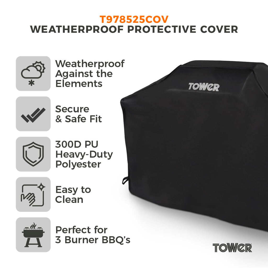 Tower Large 3-Burner BBQ Cover - Waterproof Heavy-Duty Gas Grill Cover