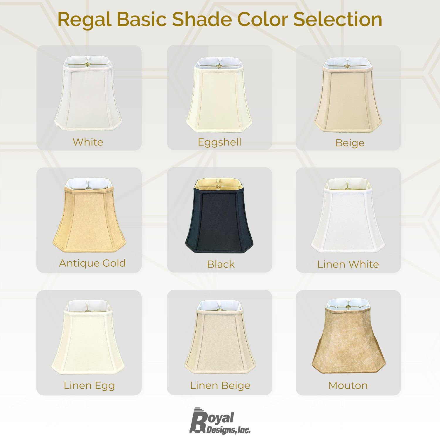 Royal Designs Square Cut Corner Bell Lamp Shade | Black Silk Shantung