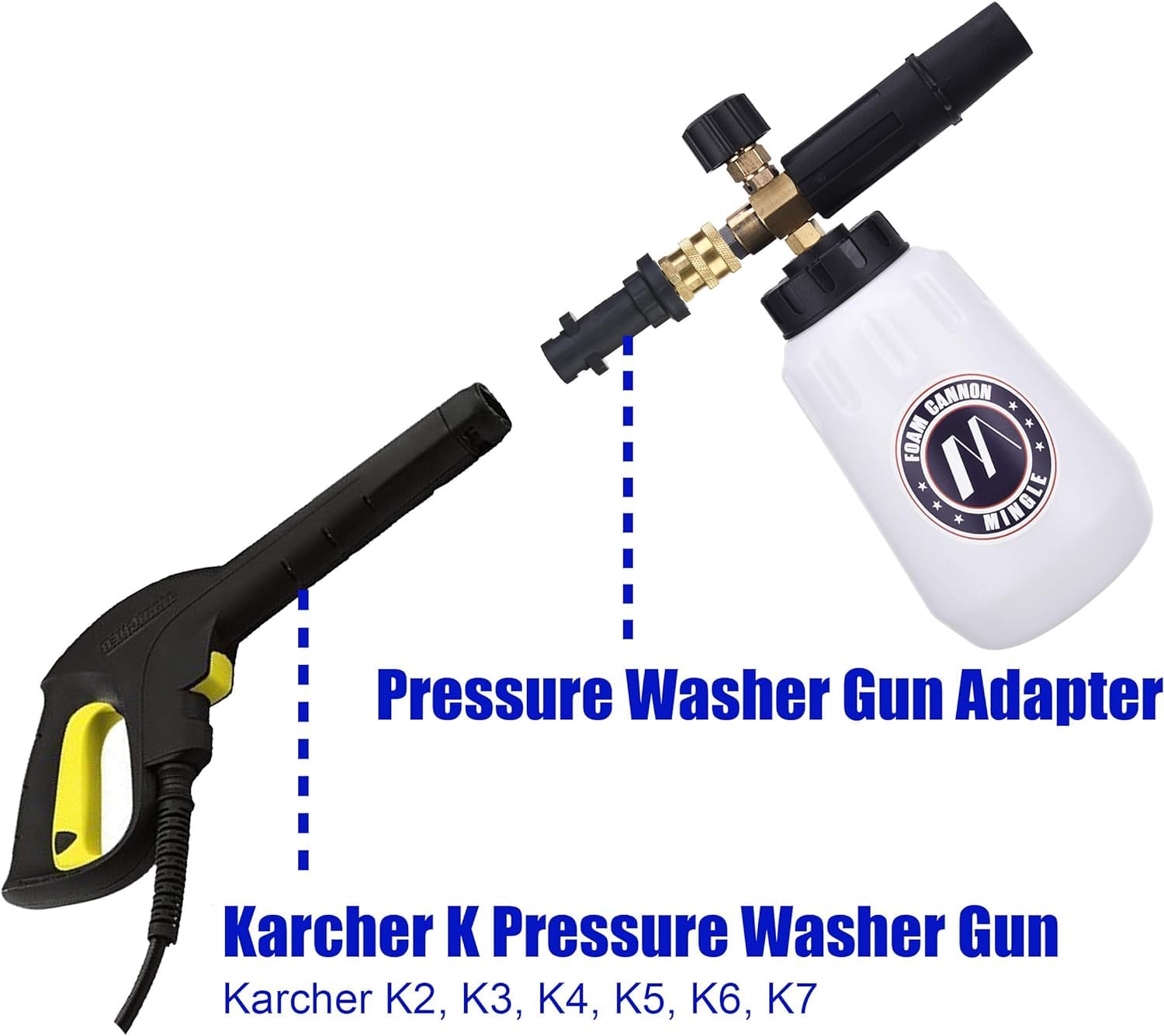 M MINGLE Foam Cannon for Karcher K2-K7 Pressure Washer with 5 Nozzle Tips