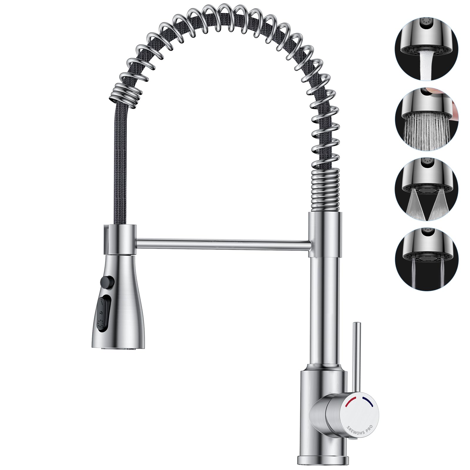 SREWOHS PRO Kitchen Sink Mixer Tap | Pull Down Spray Stainless Steel