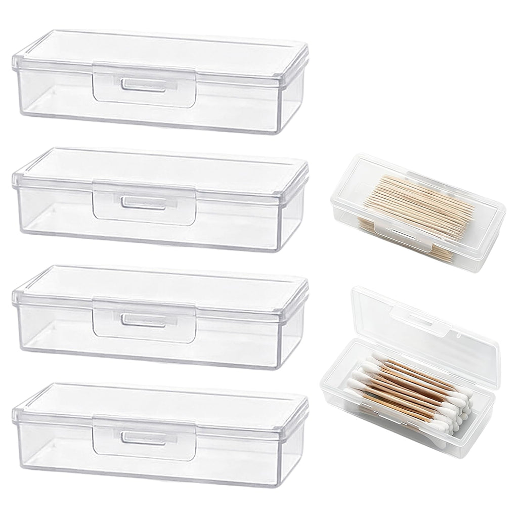 4PCS Transparent Cotton Swab Holder for Travel, Portable Refillable Plastic Storage Box with Lid - Dustproof Dispenser for Cotton Buds, Toothpicks - image 2