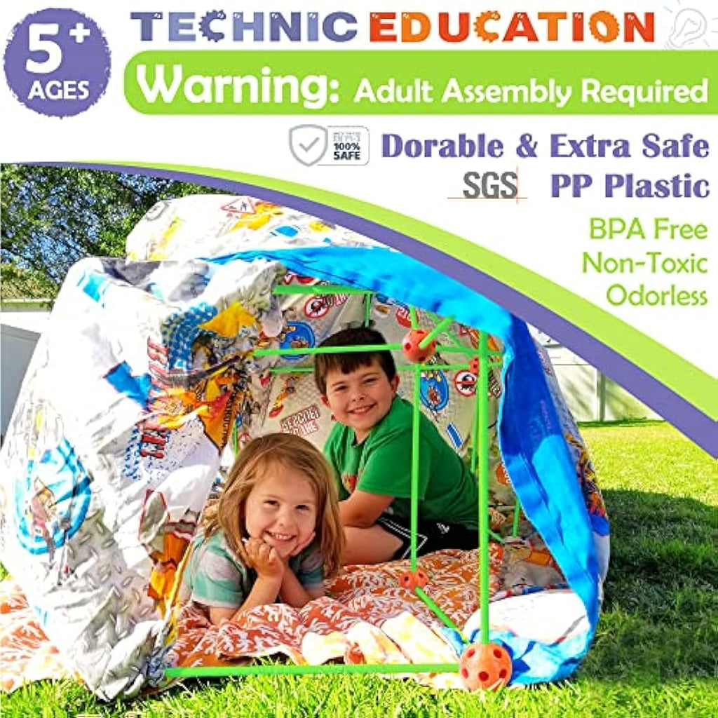 Jolof Store 130 Pcs Glow in the Dark Fort Building Kit – Kids STEM Toy