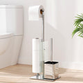 susswiff Free Standing Toilet Roll Holder & Brush | Stainless Steel Silver