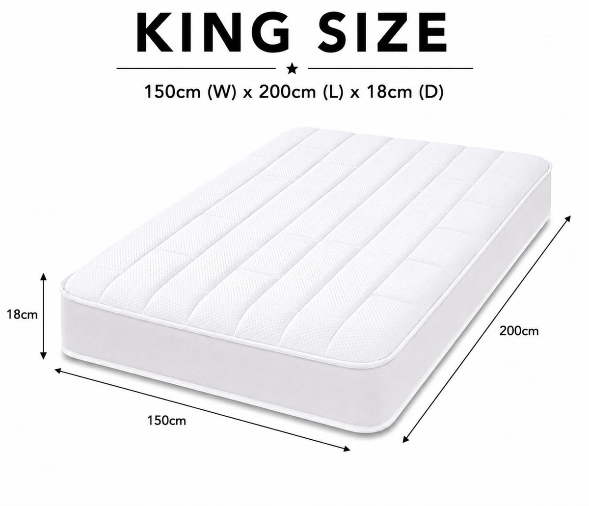 Starlight Beds White Tile King Size Mattress 150x200x18cm - image 3