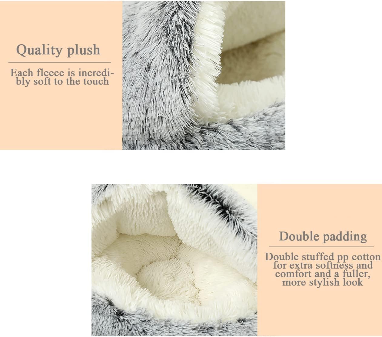 SUOXU Calming Cat Bed | Hooded Plush Anti-Anxiety Cave for Small Dogs