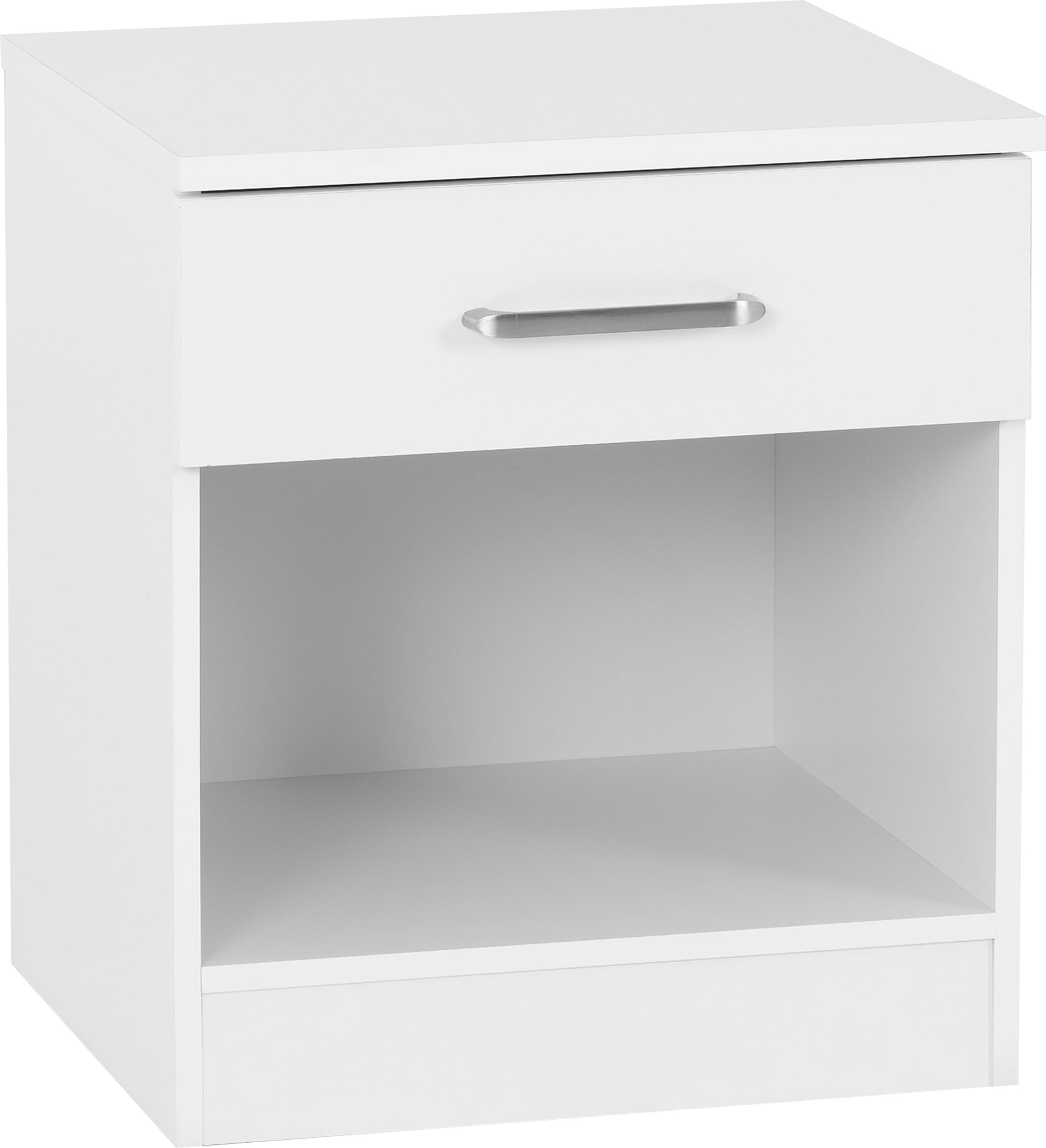 Seconique Dakota 1 Drawer Bedside Table - White Modern Nightstand