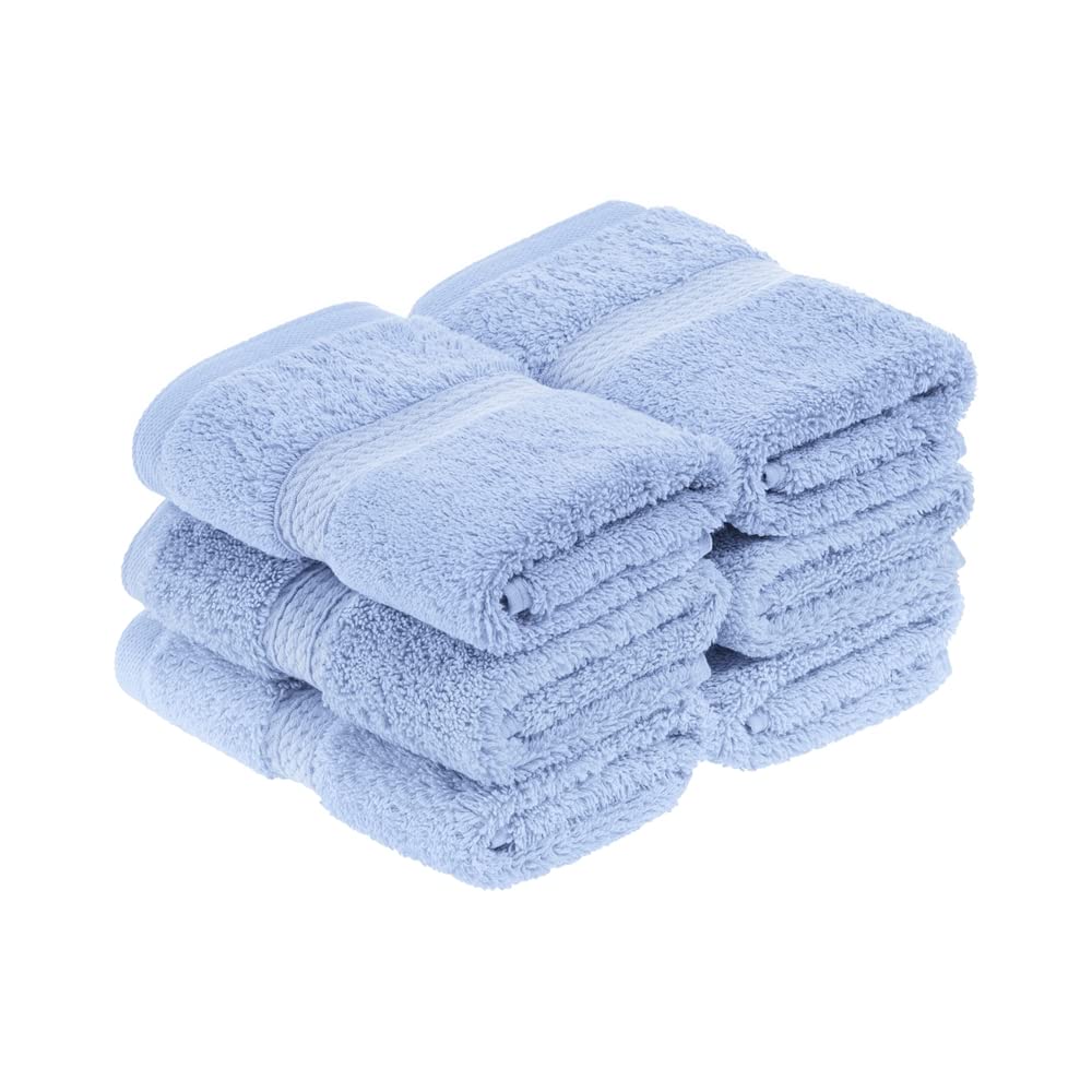 Superior 900 Gram 100% Premium Long-Staple Combed Cotton 6-Piece Face Towel Set, Light Blue - image 1