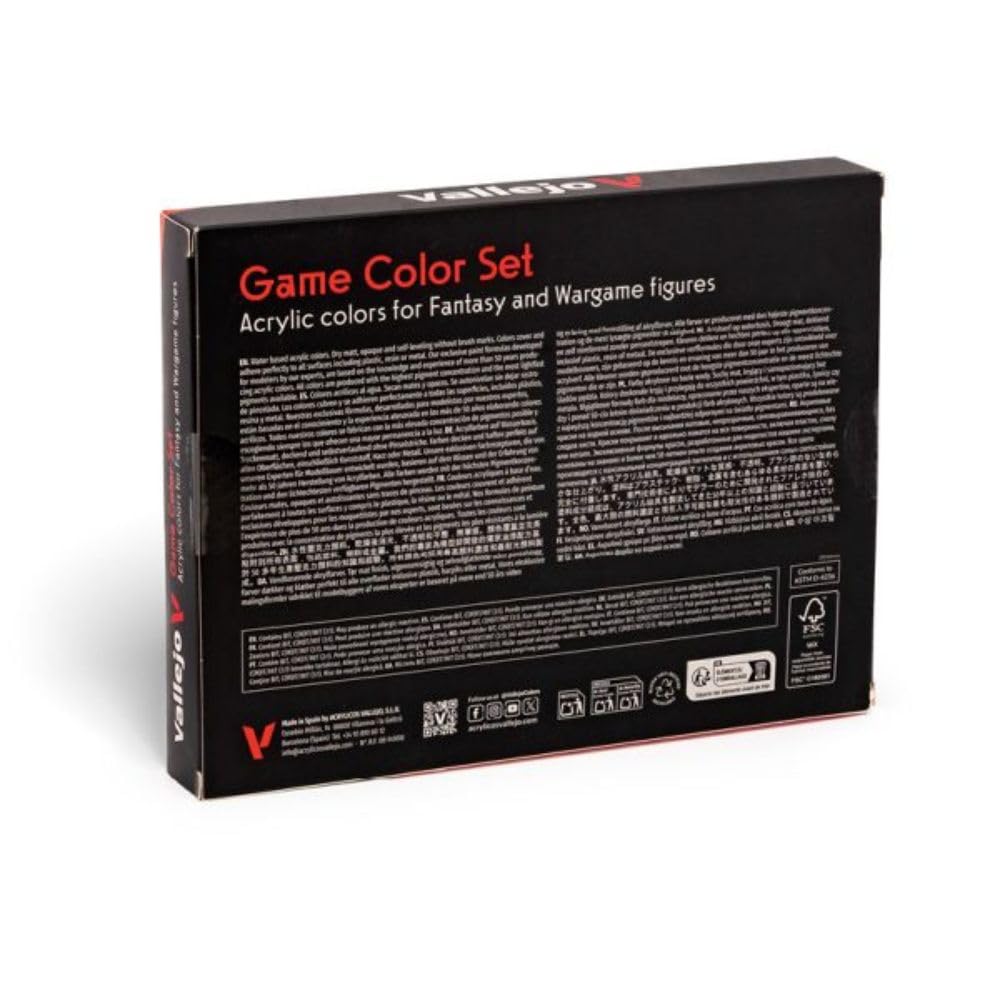 Vallejo Game Color Acrylic Paint Set - 16 Colors for Fantasy Miniatures