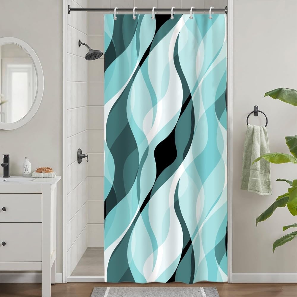 Uiiooazy Turquoise Geometric Shower Curtain | Waterproof Polyester Fabric