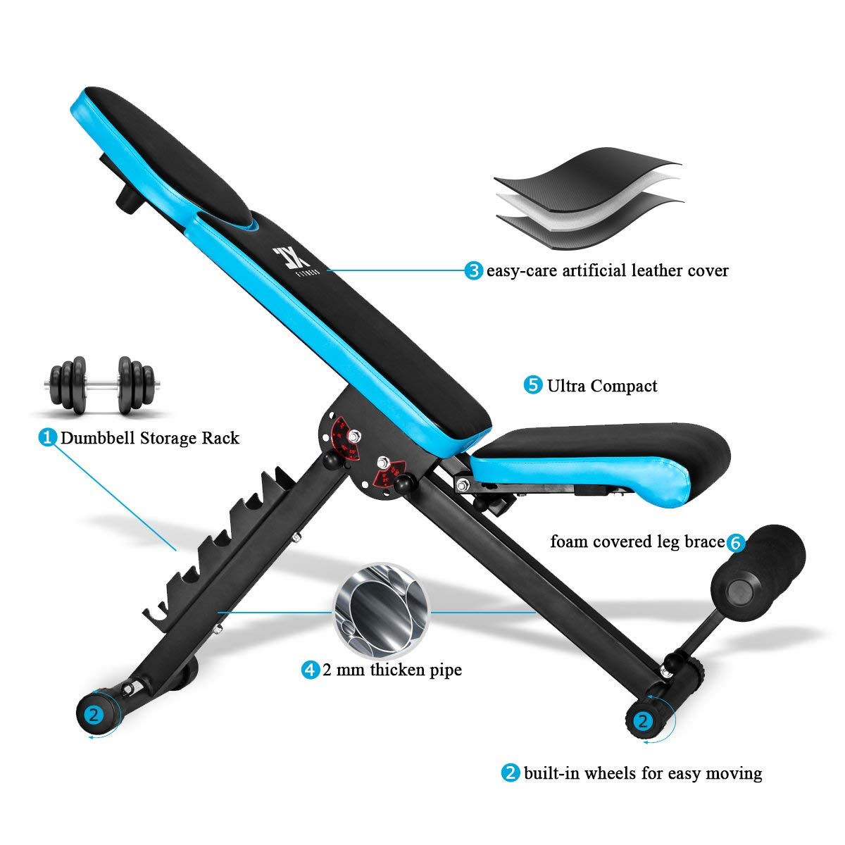JX FITNESS Adjustable Weight Bench | Multiuse Home Gym Workout Bench