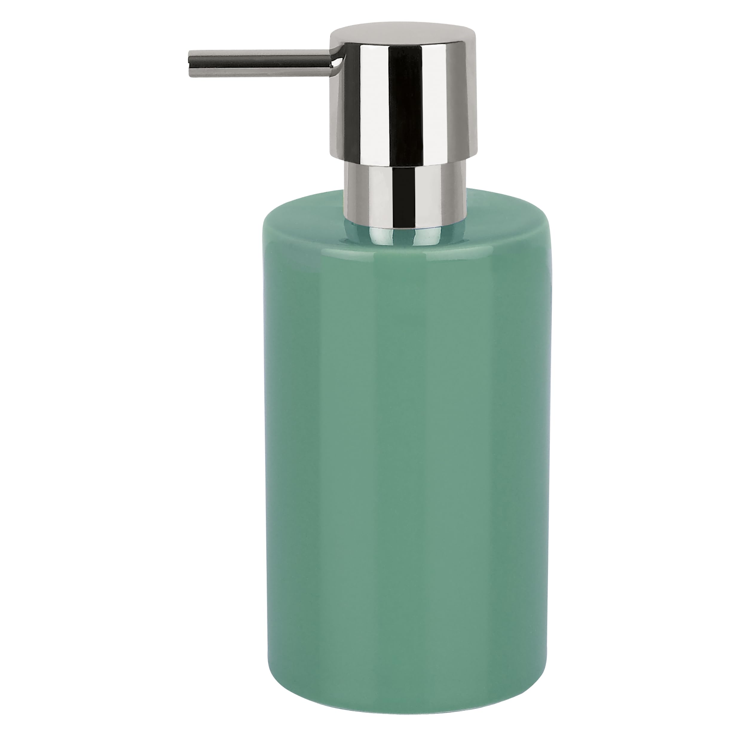 Spirella Tube Liquid Soap Dispenser | Green Stoneware | 7 x 7 x 16 cm