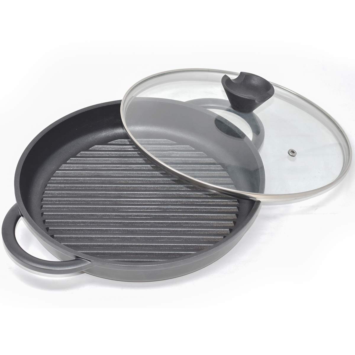 Joejis 27cm Non-Stick Induction Grill Pan – Cast Aluminium with Lid