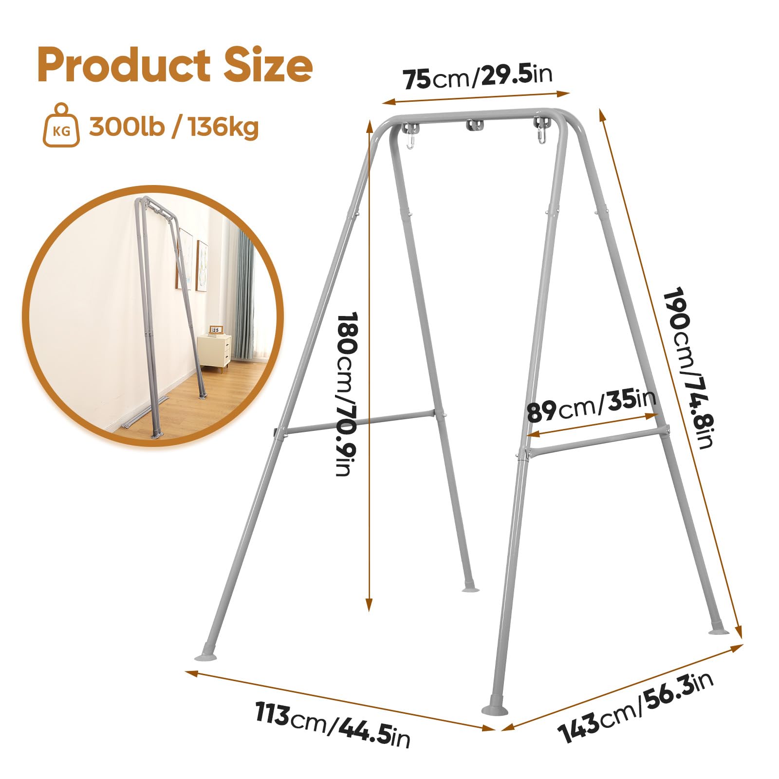 SELFLA Foldable Hammock Chair Stand – Heavy Duty Portable Steel Frame